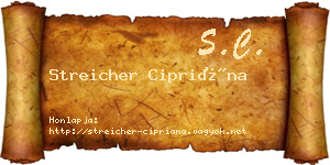 Streicher Cipriána névjegykártya